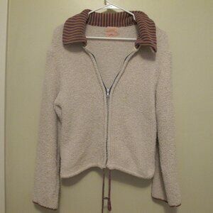 Urban Outfitters Rainbow Collar Cream Zip Up Jacket - Long Sleeve Top